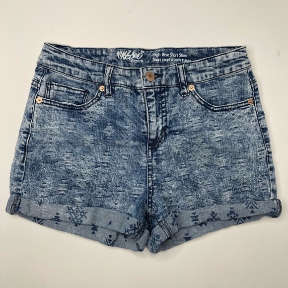 MOSSIMO Boho Mom Jeans Style Soft 80s Acid Wash Arrow High Rise Cuff Jean Shorts - Picture 1 of 12